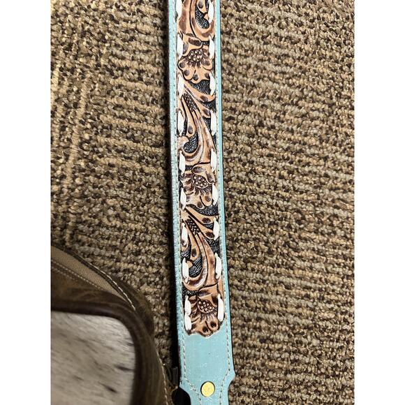 Myra Bag Messenger Bag Womens Brown Leather Animal Print Cowhide Western Style - Picture 3 of 7